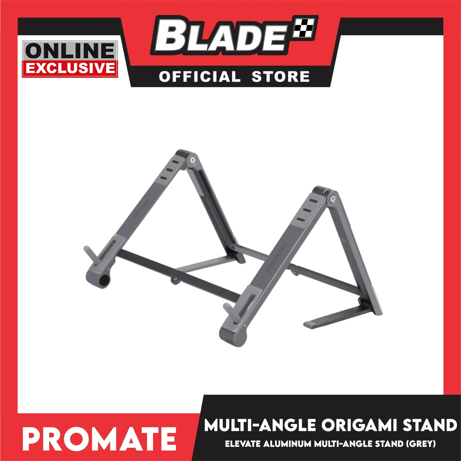 Promate Origami Stand Aluminum Multi-Angle Elevate (Grey)