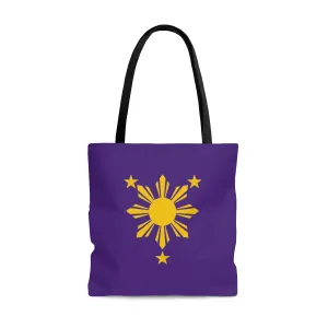 Purple and Yellow Sun and Stars Tote Bag