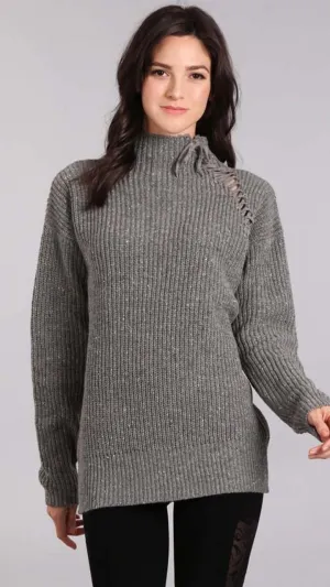 Raglan Sleeve Mock Turtleneck Sweater