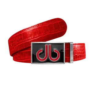 Red Crocodile leather strap with Double Infill black and red buckle