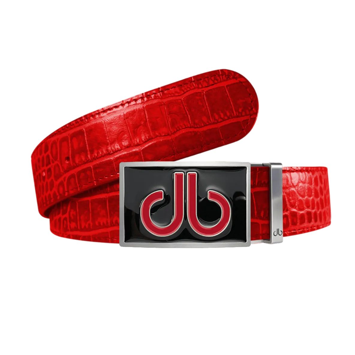 Red Crocodile leather strap with Double Infill black and red buckle
