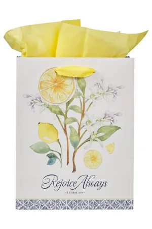 Rejoice Always Lemon Floral Medium Gift Bag