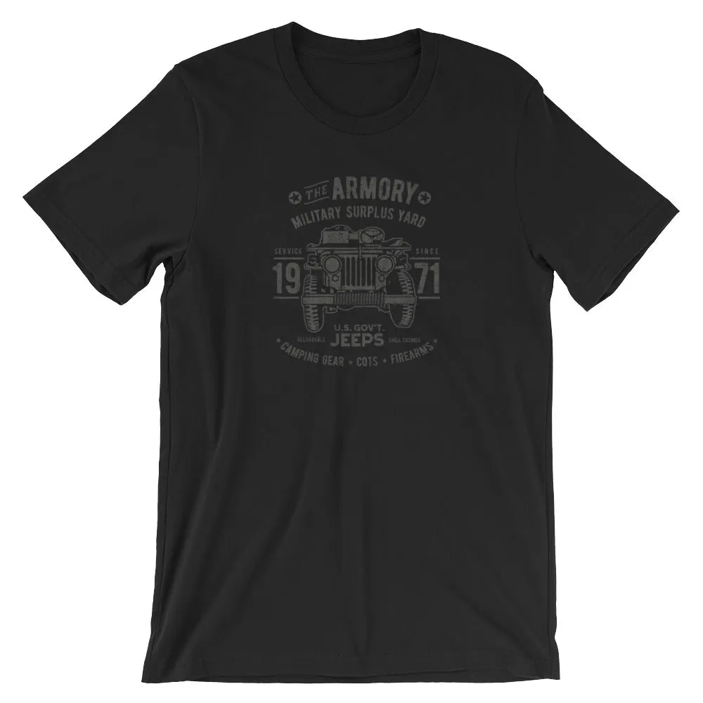 Retro "The Armory" Army Surplus Jeep Short-Sleeve Unisex T-Shirt