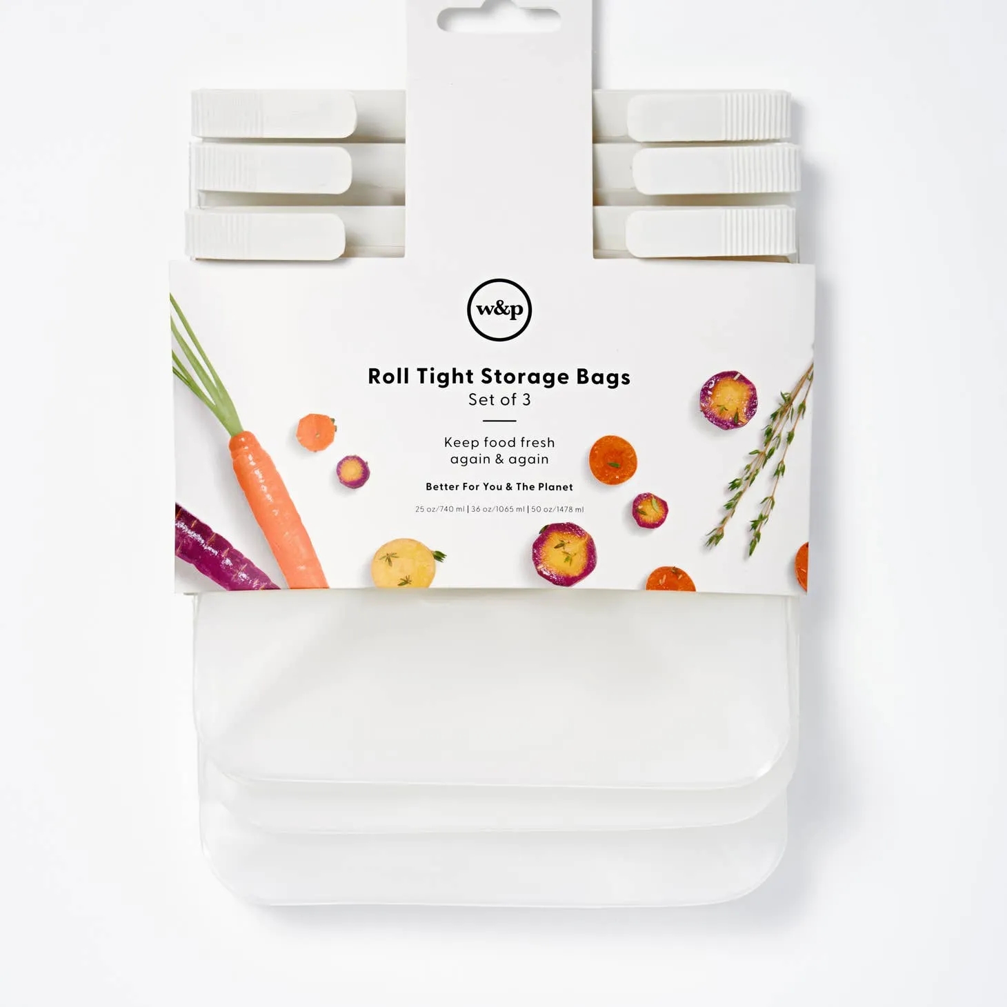 Roll Tight Freezer Storage Bags - Set of 3 Assorted Sizes