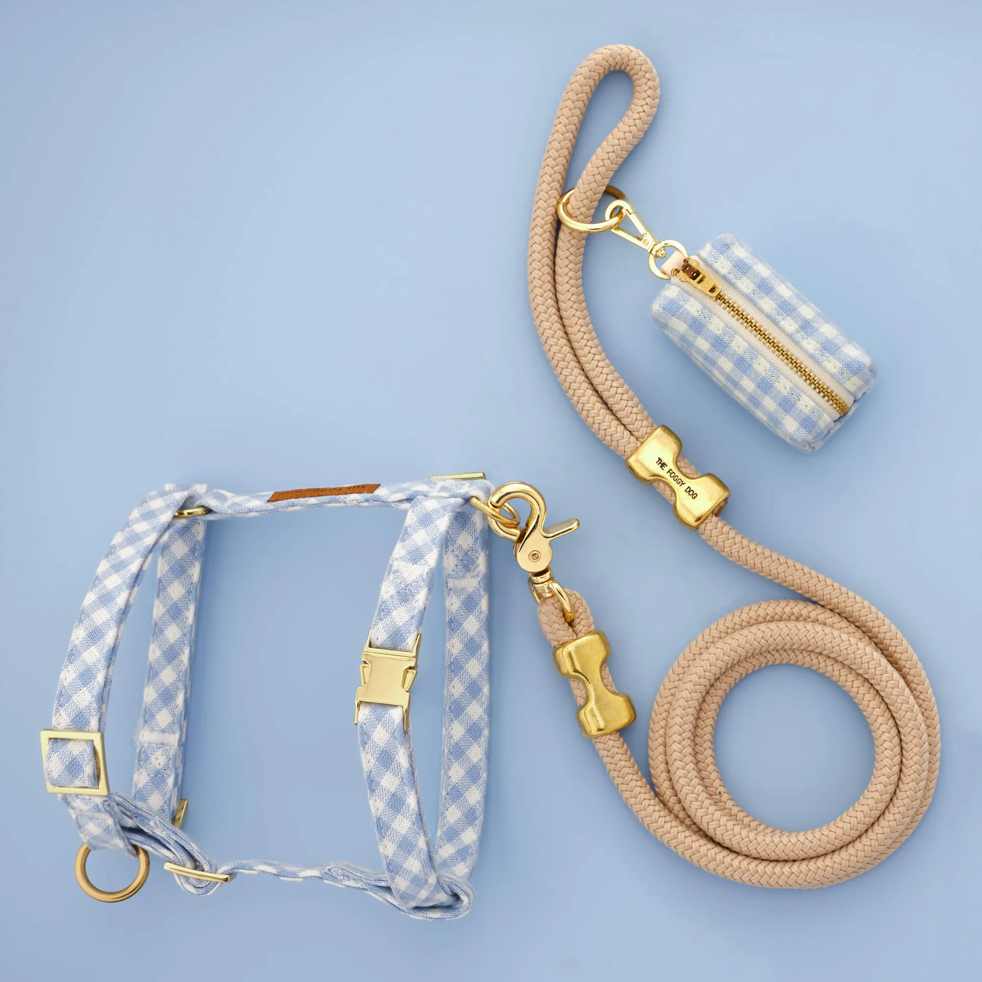 Sky Blue Gingham Harness Walk Set