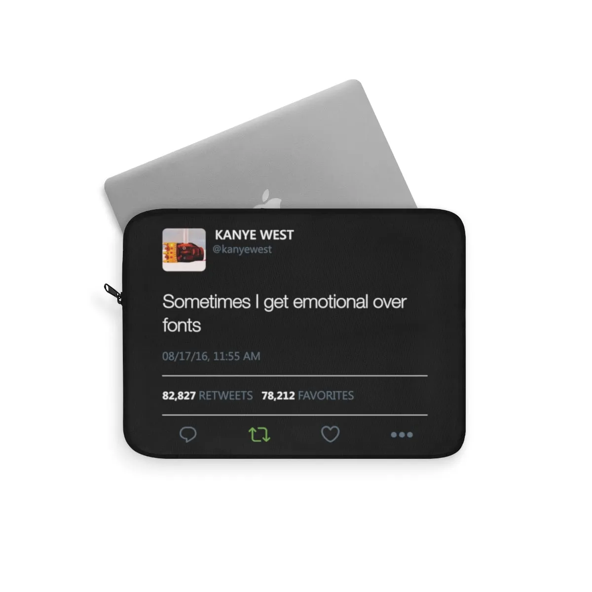 Sometimes I get emotional over fonts Kanye West Tweet Laptop sleeve