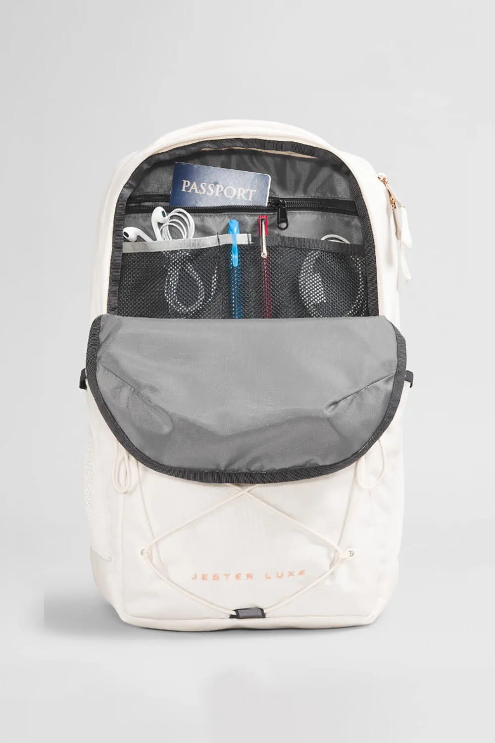The North Face Jester Luxe Backpack for Women in Gardenia White/Burnt Coral Metallic | NF0A81E6-OUC
