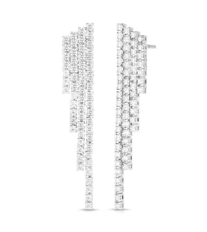 The Waterfall Earrings-14K White Gold with 116 Round Cut Diamonds