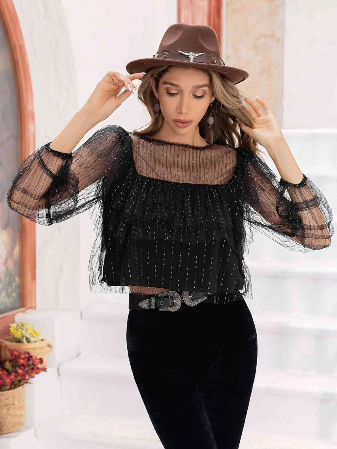 Tough Love Layered Mesh Top