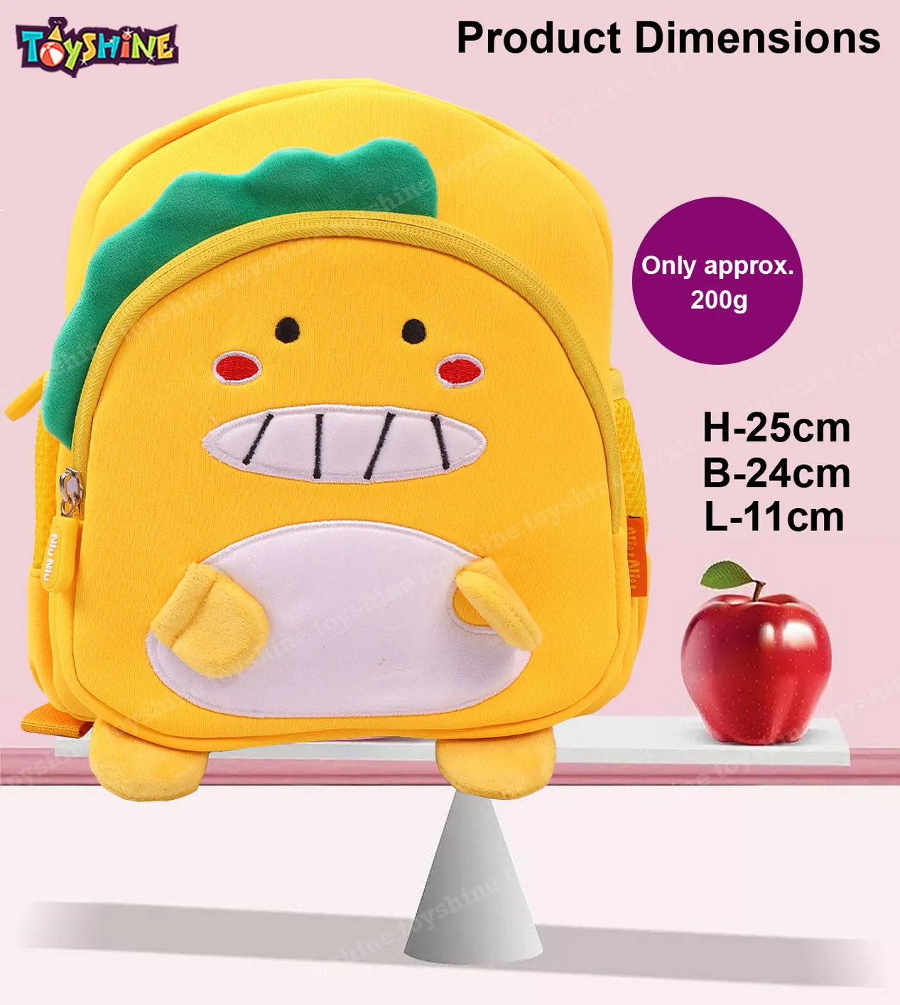 Toyshine My Dear Dino Backpacks for Kids Girls Boys Cute Dinosaurs Dino Toddler Backpack Preschool Nursery Travel Bag - Mini Size - Yellow