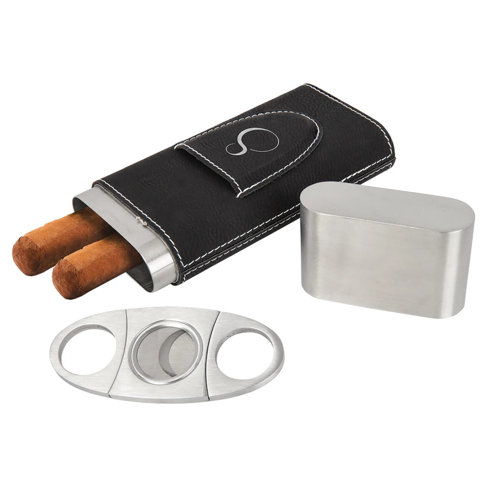 Vegan Leather Cigar Case with Cutter