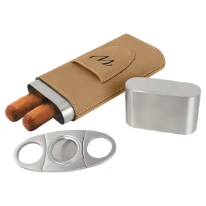 Vegan Leather Cigar Case with Cutter