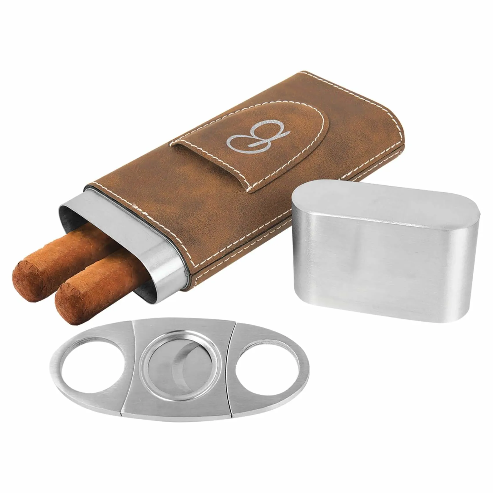 Vegan Leather Cigar Case with Cutter