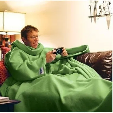 Warm Fleece Blanket with Sleeve Throws on Sofa/Bed/Plane Travel Blanket