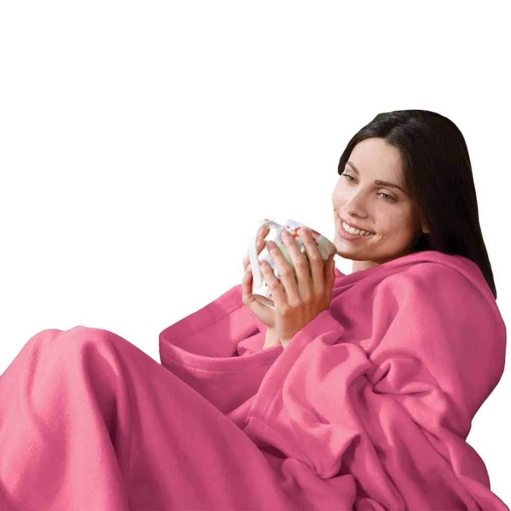 Warm Fleece Blanket with Sleeve Throws on Sofa/Bed/Plane Travel Blanket