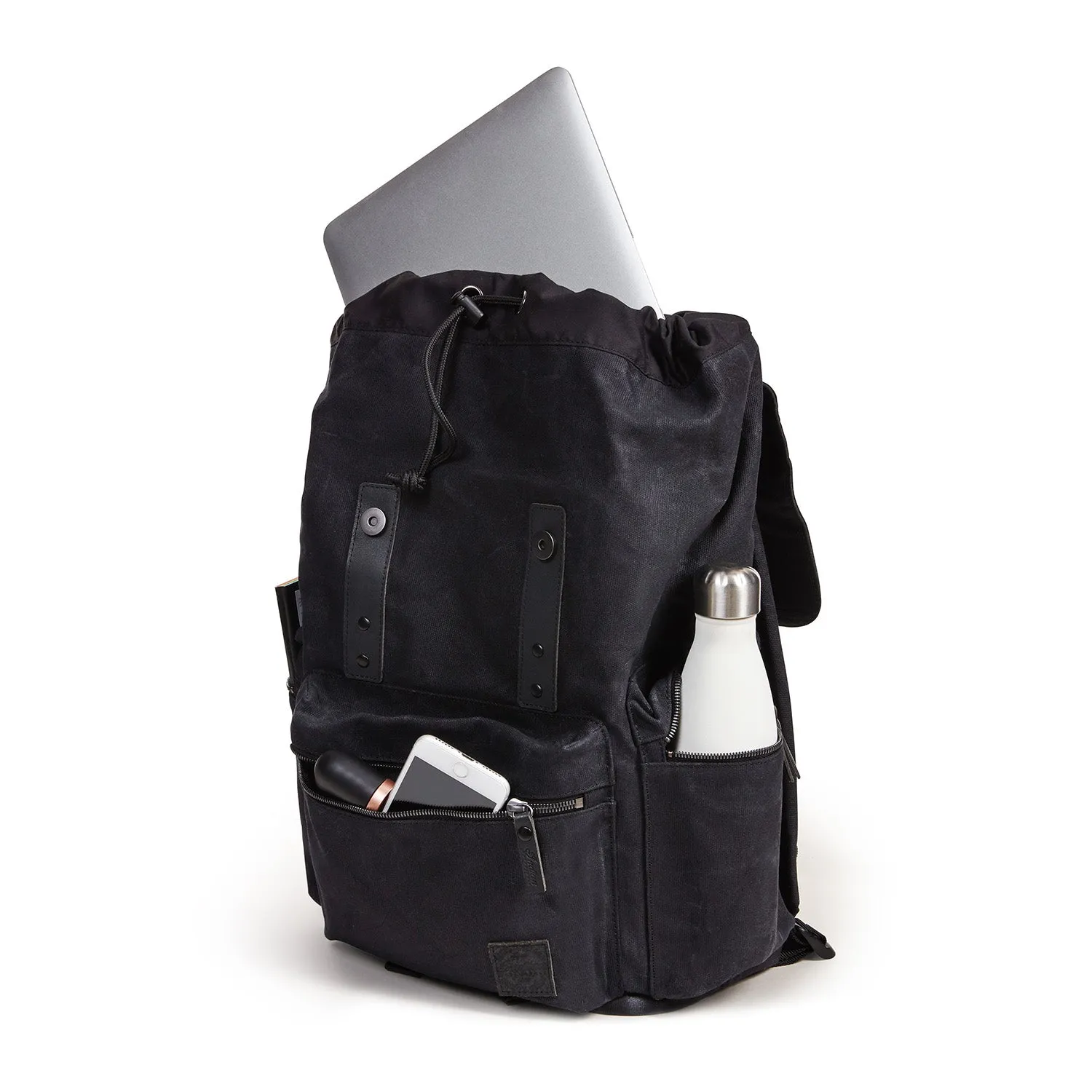 Waxed Canvas Backpack, Black
