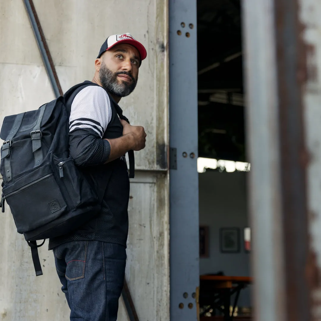 Waxed Canvas Backpack, Black
