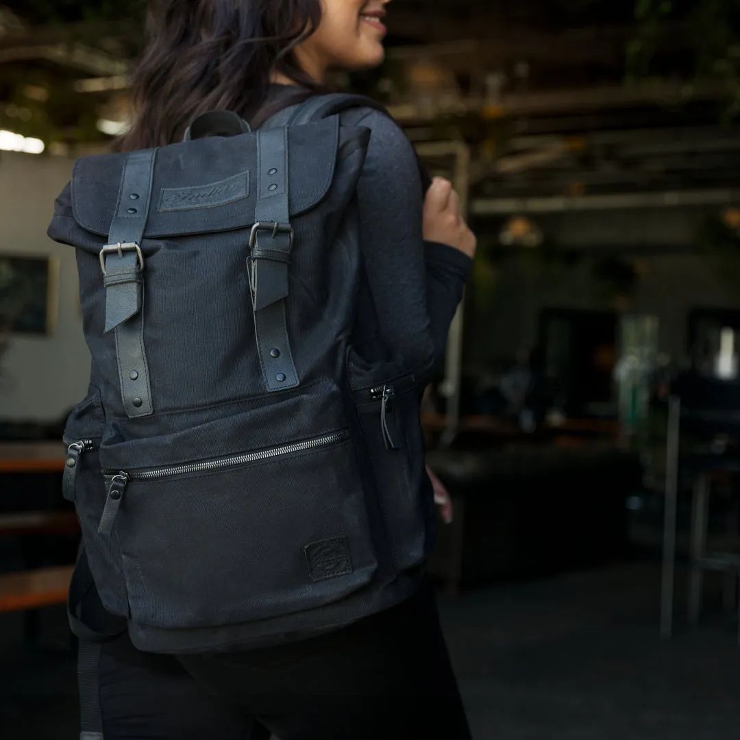 Waxed Canvas Backpack, Black