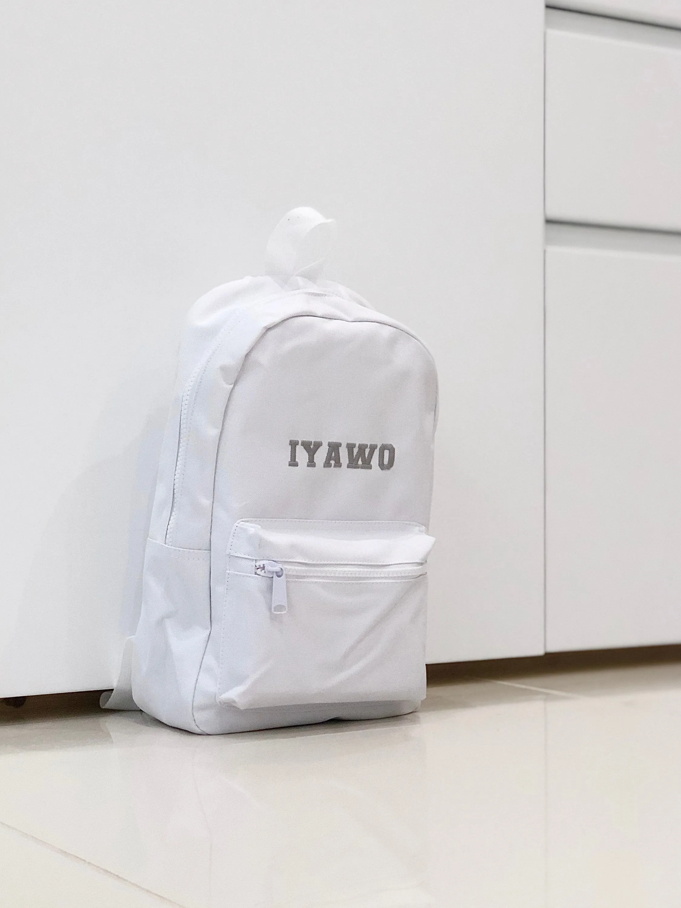 (White) Personalised Name Unisex Mini Nursery School Backpack Rucksack Bag