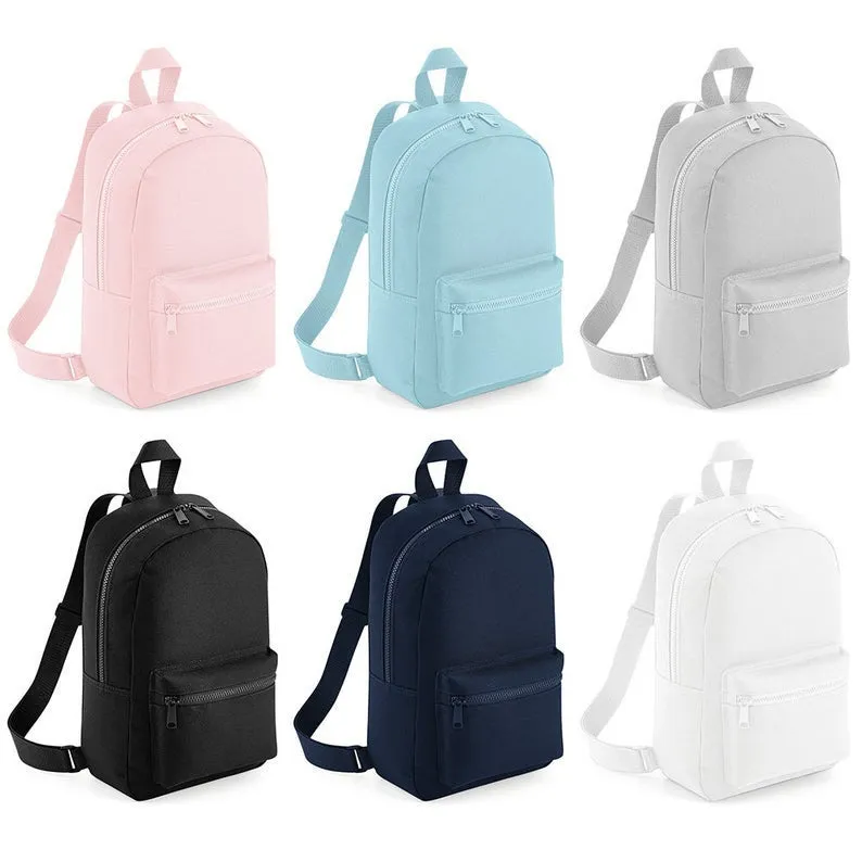 (White) Personalised Name Unisex Mini Nursery School Backpack Rucksack Bag