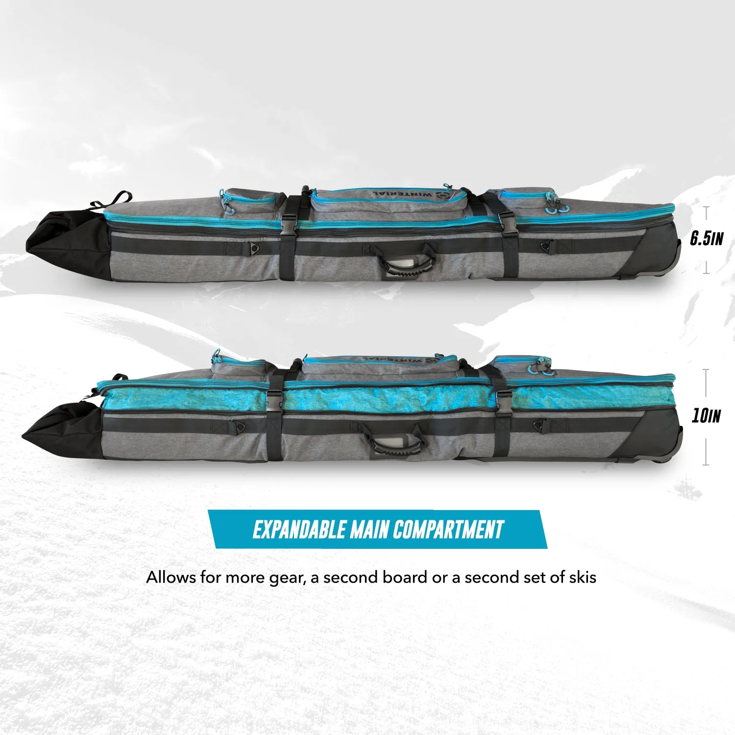 Winterial Rolling Expandable Double Snowboard and Ski Bag