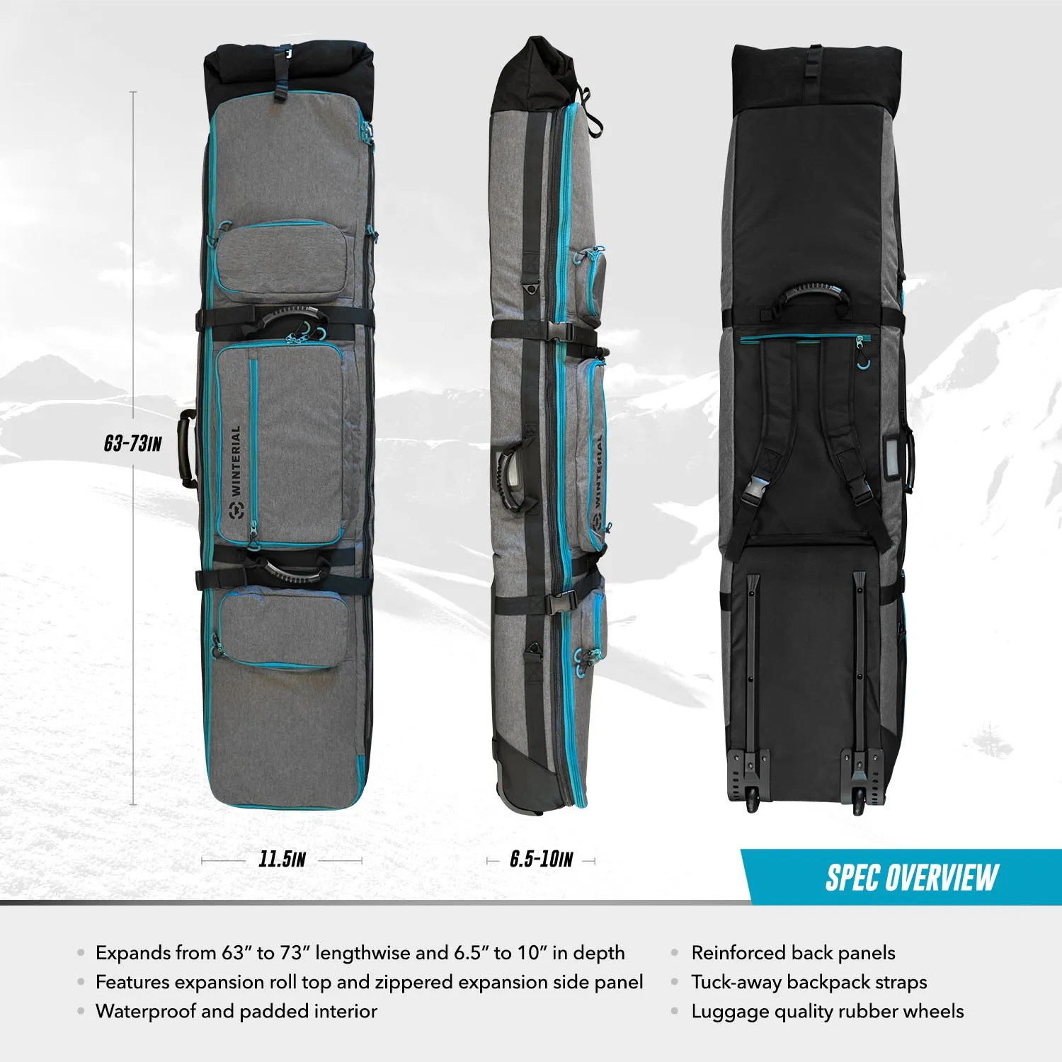 Winterial Rolling Expandable Double Snowboard and Ski Bag