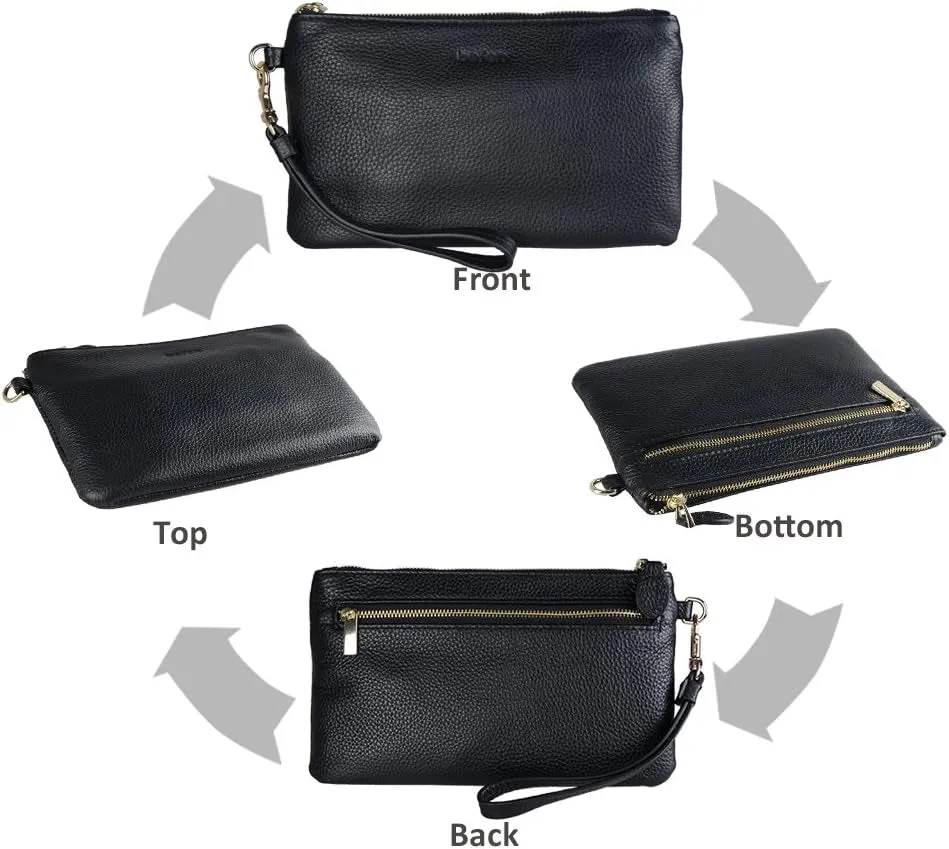 Women's Genuine Italian Leather Clutch Wallet with Wristlet