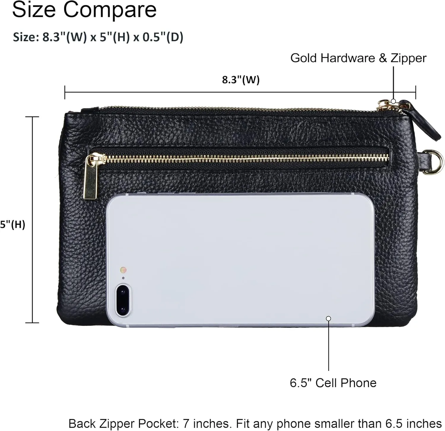 Women's Genuine Italian Leather Clutch Wallet with Wristlet
