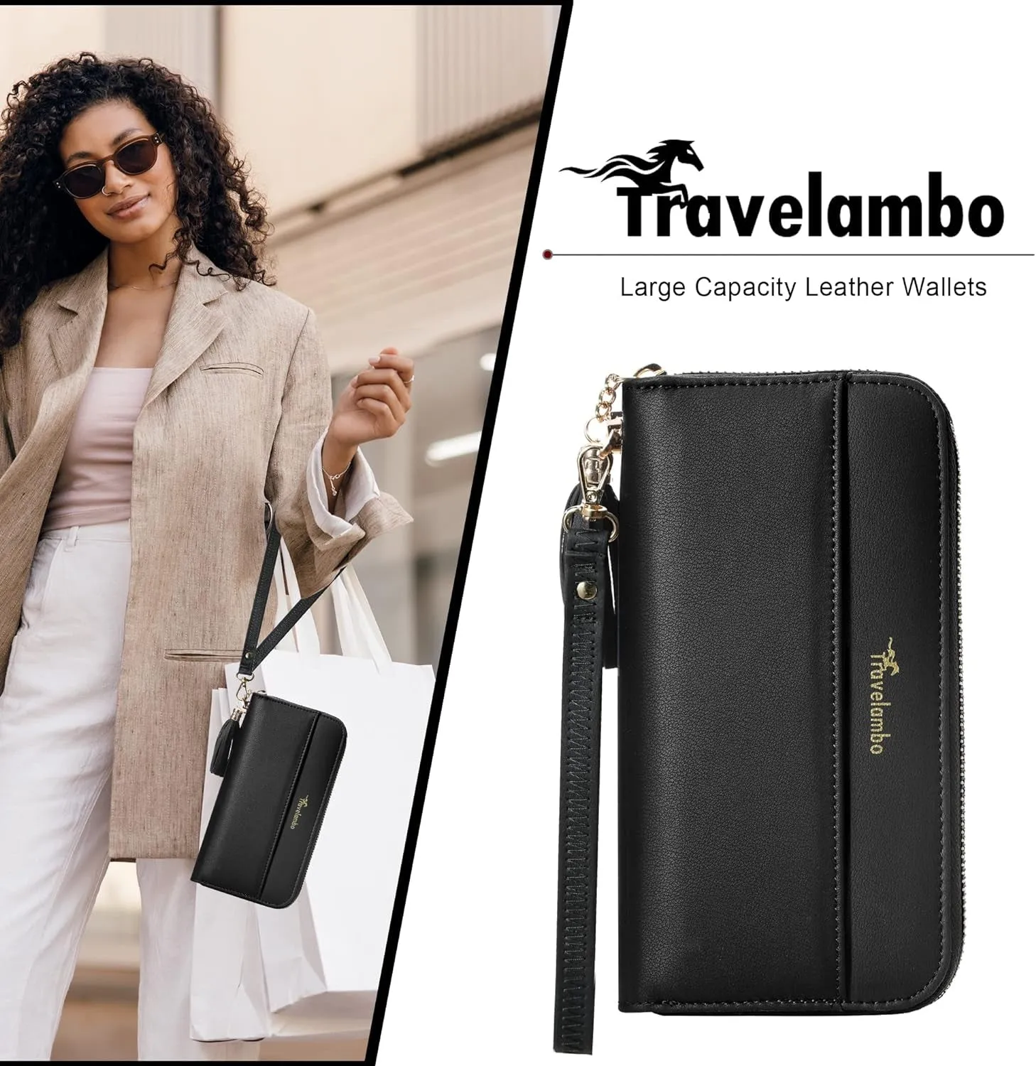 Womens Tassel Bifold Zip Wallet With Wristlet Strap
