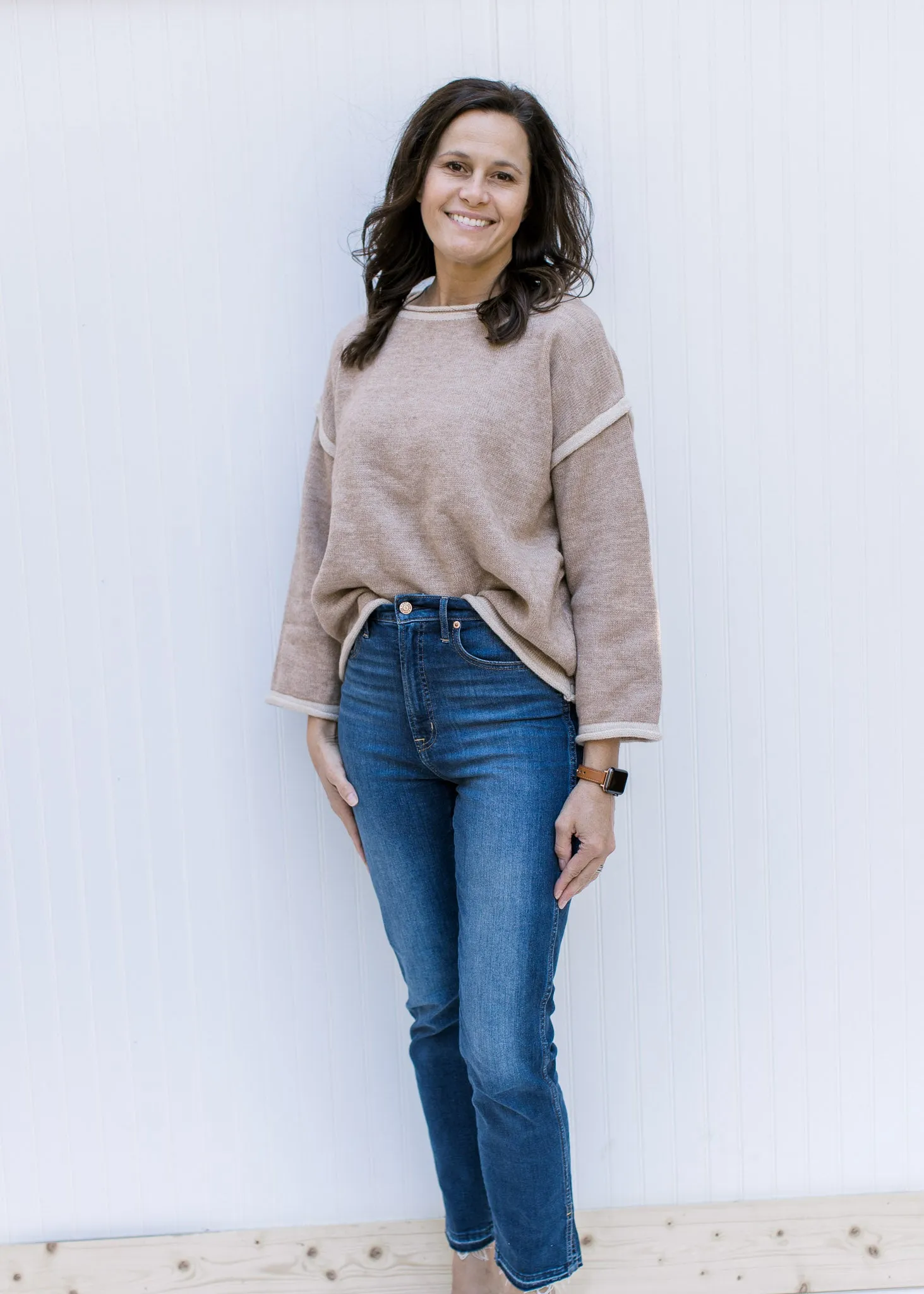 X Taupe Details Sweater