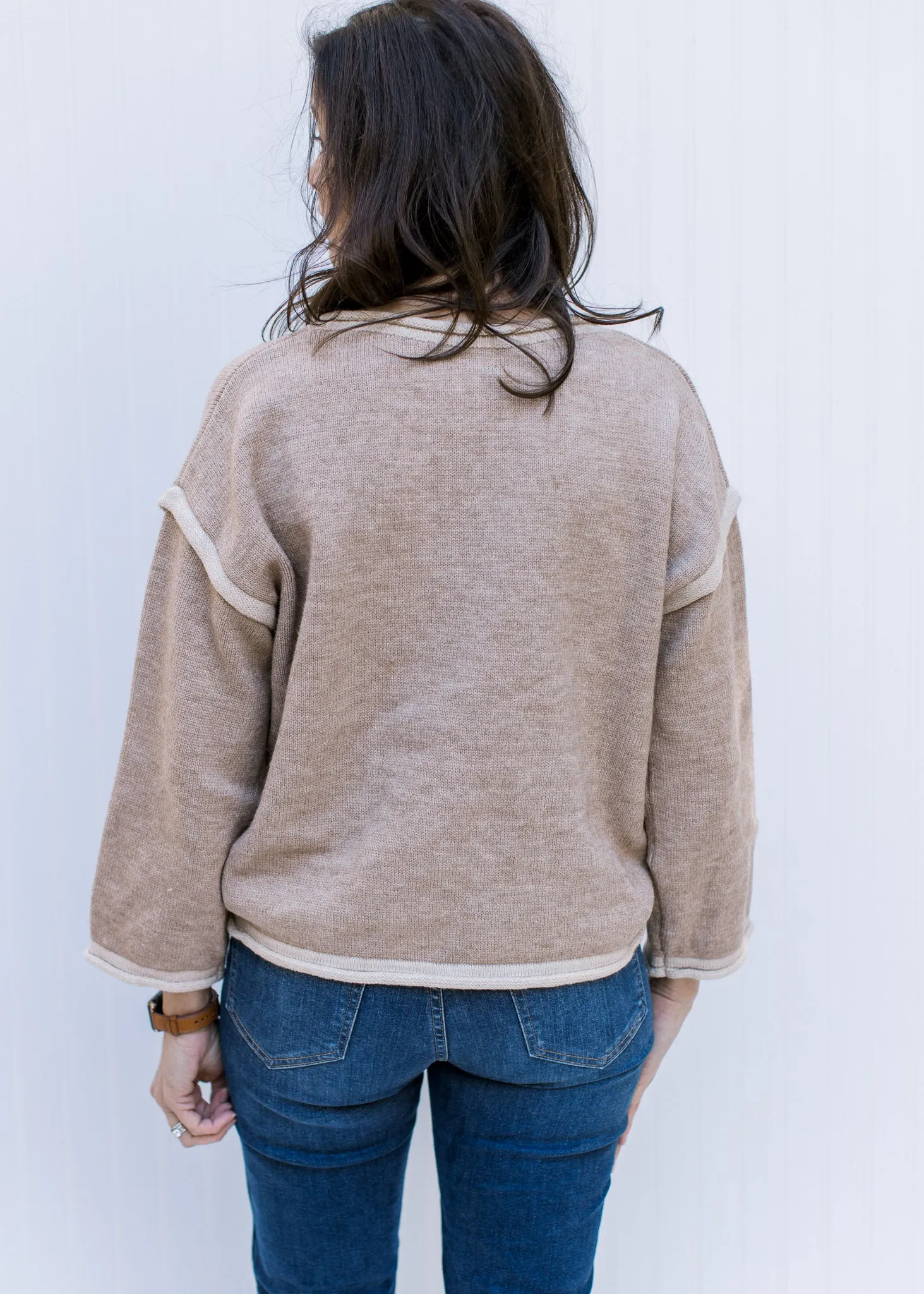 X Taupe Details Sweater