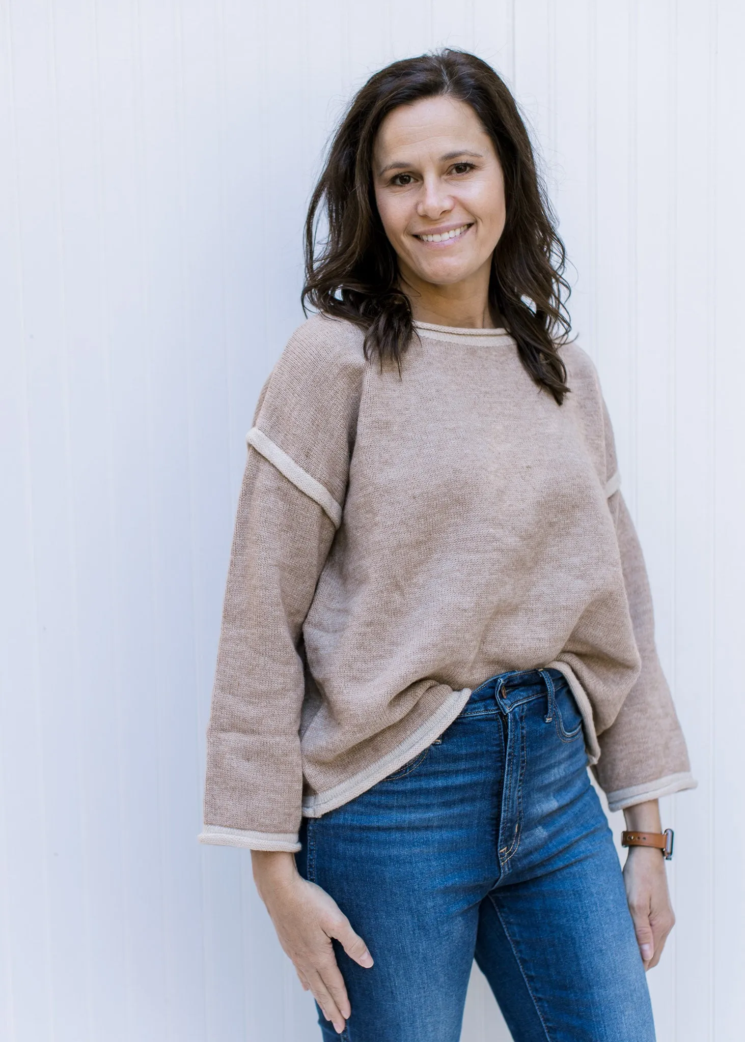 X Taupe Details Sweater