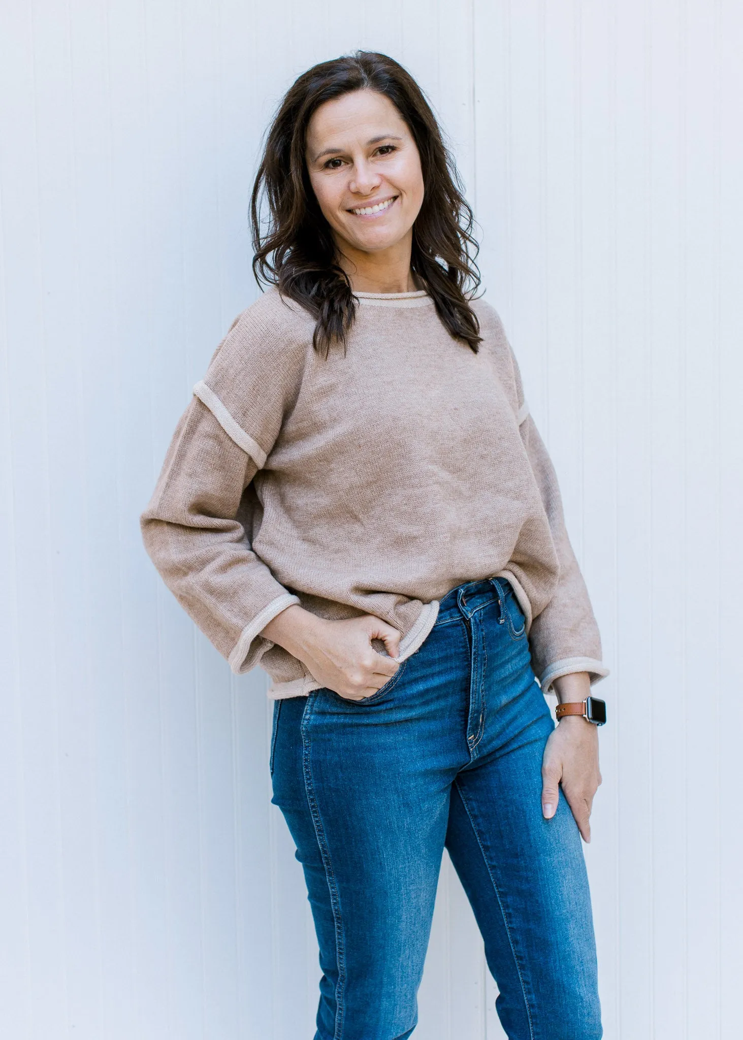 X Taupe Details Sweater