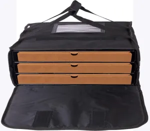 XLarge Pizza Bag to fit 3 x 24" Pizzas. Black with Reflector Tapes